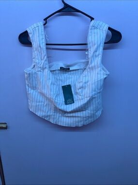 wild fable White Pinstripe Square-Neck Crop Top